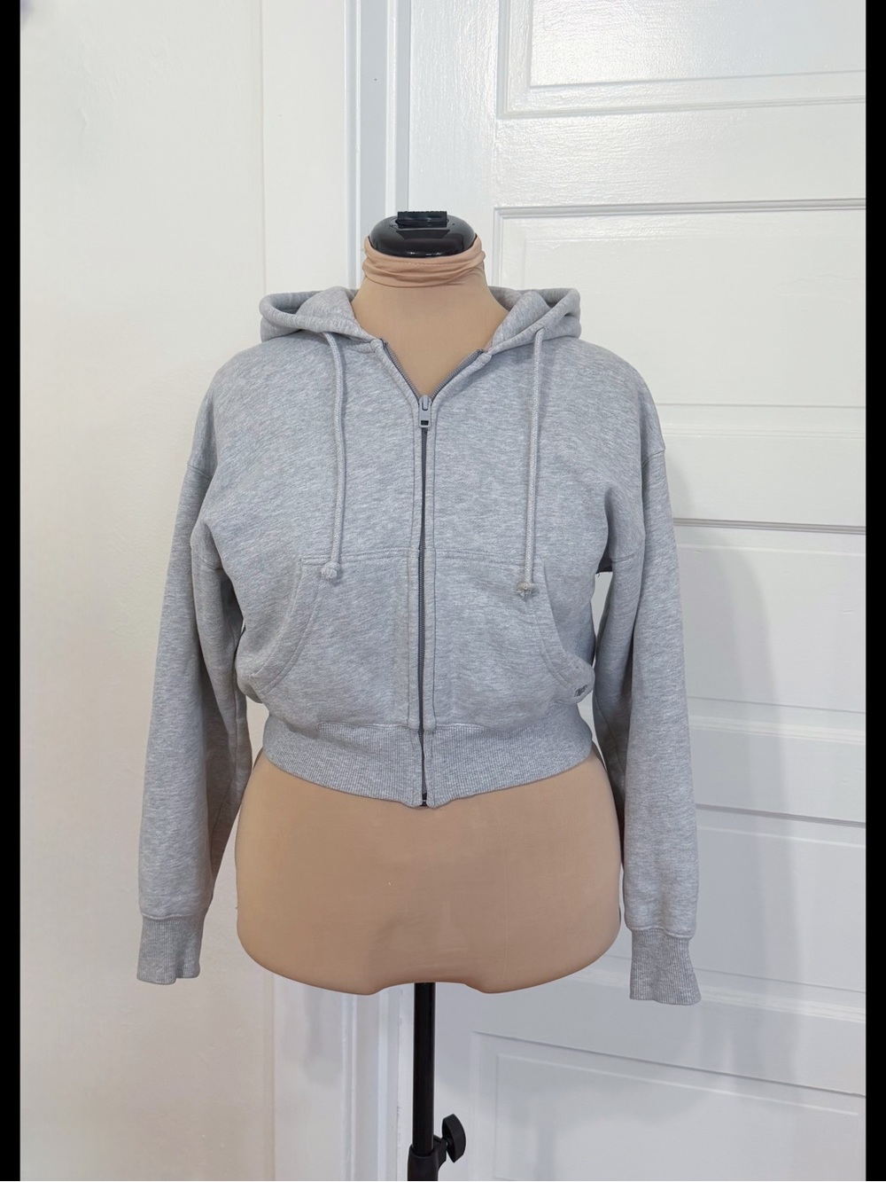 Aritzia TNA Cozy Fleece Boyfriend Zip Hoodie Heather Grey 2XS